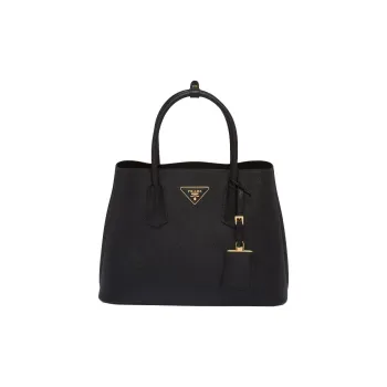 PRADA Double Saffiano Leather Tote Bag, Shopping Bag, Shoulder Bag, Crossbody Bag, Handbag Small Size Women's Black