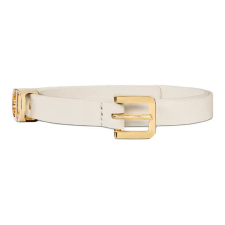 DIOR 30 Montaigne Ring Design Pin Buckle Calfskin Leather Belts Women's White Width 1.5CM-1