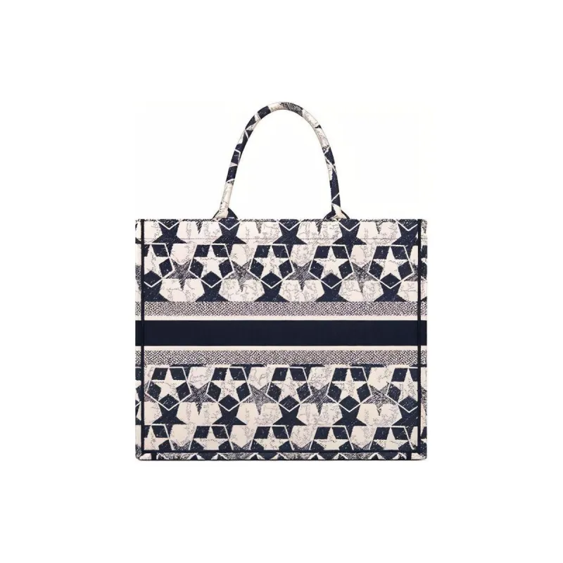 DIOR BookTote Embroidery Tote Bag Shopping Bag Handbag Women's White/Blue-2