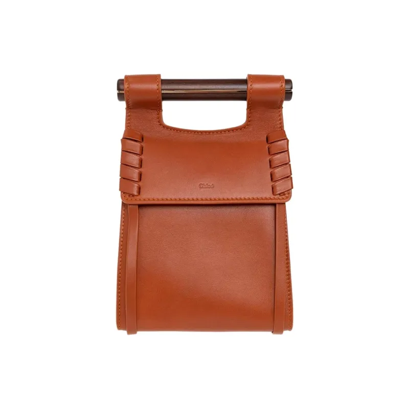 Chloe Cow Leather Cell Phone Pocket Handbag Women's Red Brown-0
