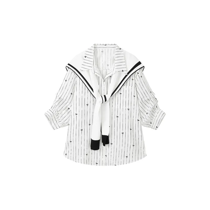 Yu Qianwen Shirt Women's Melodic Stripes-1