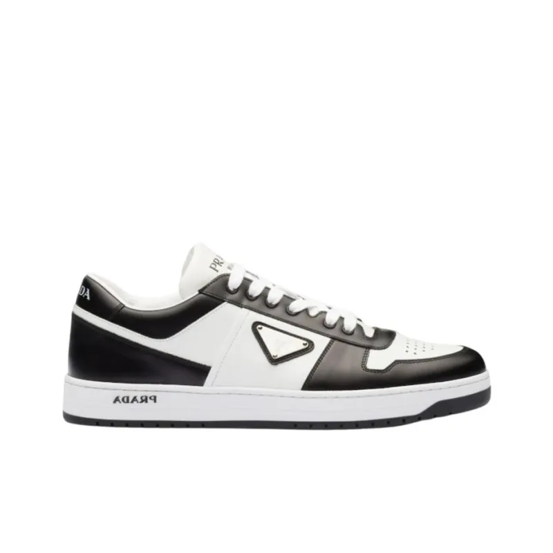PRADA Downtown Low Top Sneakers Leather White Black-1