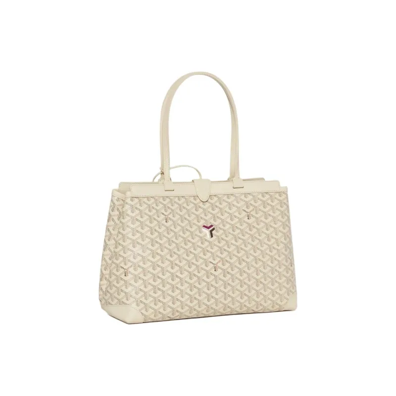 GOYARD Bellechasse Biaude Canvas With Calfskin Tote Bag Shopping Bag Handbag Small Size Women's Sand Stone-1