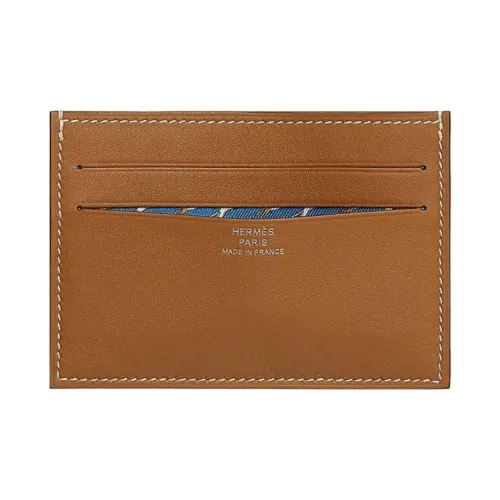 HERMES Citizen Twill Card Holders Gold Multicolor Blue