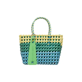 La Milanesa Plastic Tote Bag Shopping Bag Handbag Small Size Unisex Yellow Green Blue