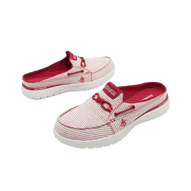 Skechers On-The-GO Fle Anti-Slip Wear-Resistant Low-Top Canvas Shoes Women's Red-4