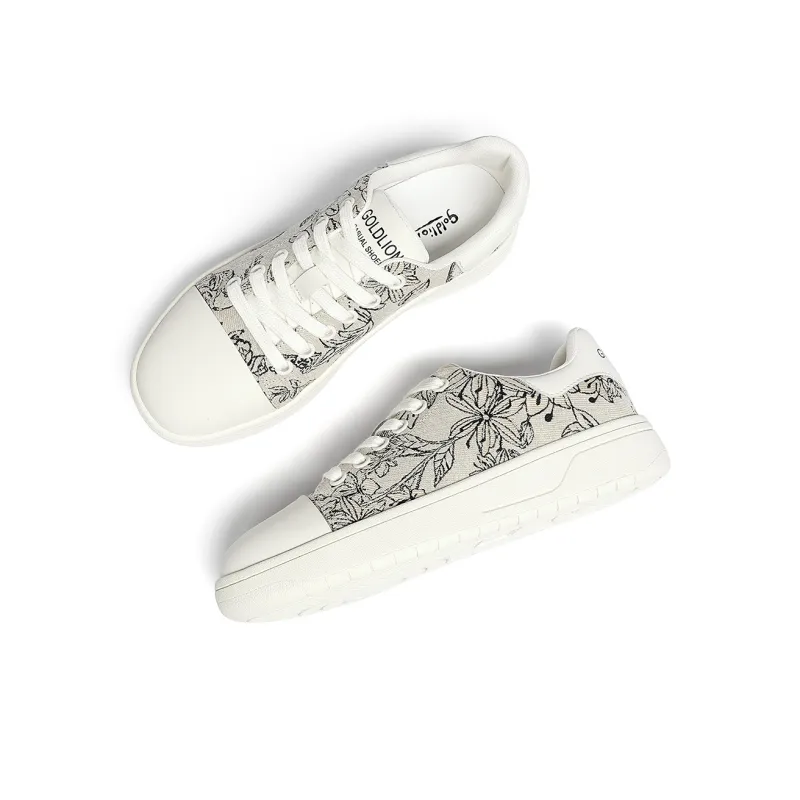 GOLDLION Lightweight Low Top Skateboard Shoes Women's White Black-3