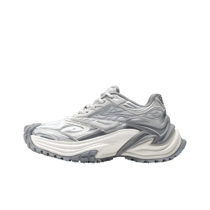 OGR Abrasion Resistant Breathable Height Increasing Low Top Running Shoes Unisex Beiya Silver-0