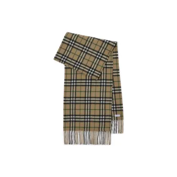 Burberry Check print Fringed Cashmere Scarf