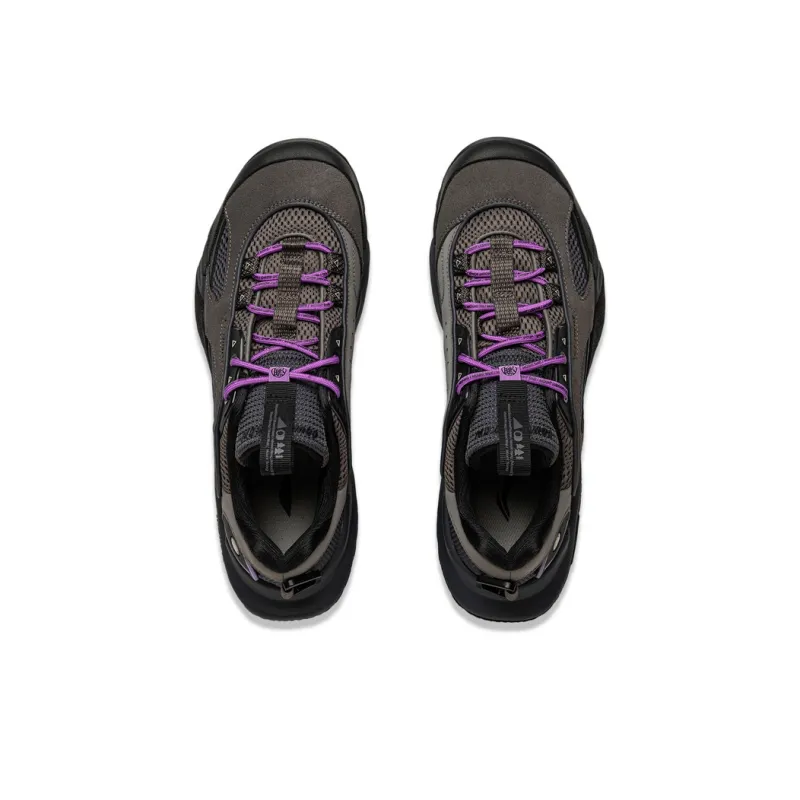 LiNing CF Tracing Hiking EDC Anti-Slip Wear-Resistant Low-Top Trekking Shoes Unisex Gray Black-3