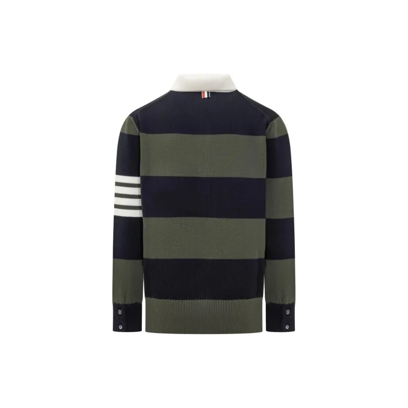 THOM BROWNE 4 Bar Rose Striped Polo Jumper-1