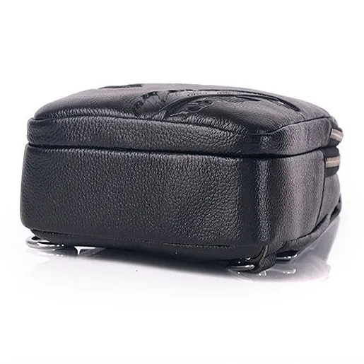 Yalu Top Grain Cow Leather Sling Bag Men's Black-4