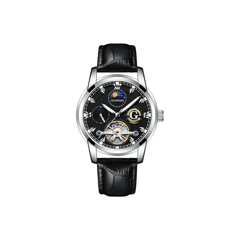 GUANQIN GUANQIN GJ16282.PD Automatic Mechanical Movement Genuine Leather Strap Watch Men's Watches Black Dial-0
