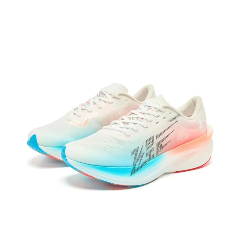 QIAODAN Flying Shadow PB4.0 Running Shoes Men Low Top Jordan White/Ice Cool Blue-1