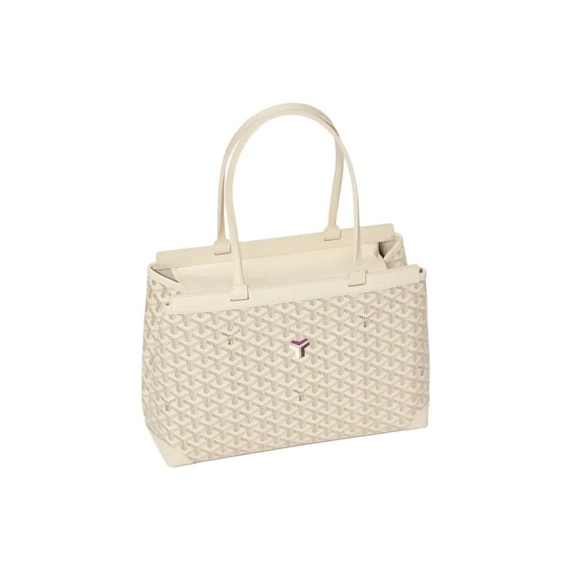 GOYARD Bellechasse Biaude Canvas With Calfskin Tote Bag Shopping Bag Handbag Small Size Women's Sand Stone-3