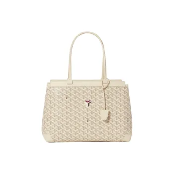 GOYARD Bellechasse Biaude Canvas With Calfskin Tote Bag Shopping Bag Handbag Small Size Women's Sand Stone