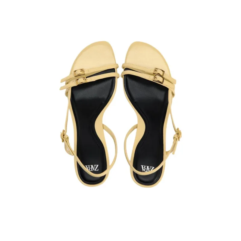 ZARA Strap Sandals 6.5cm Women's Yellow-5