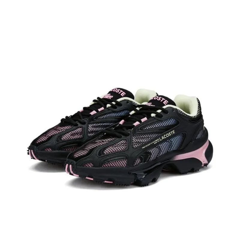 LACOSTE Low Top Casual Shoes Women's Black Pink-2