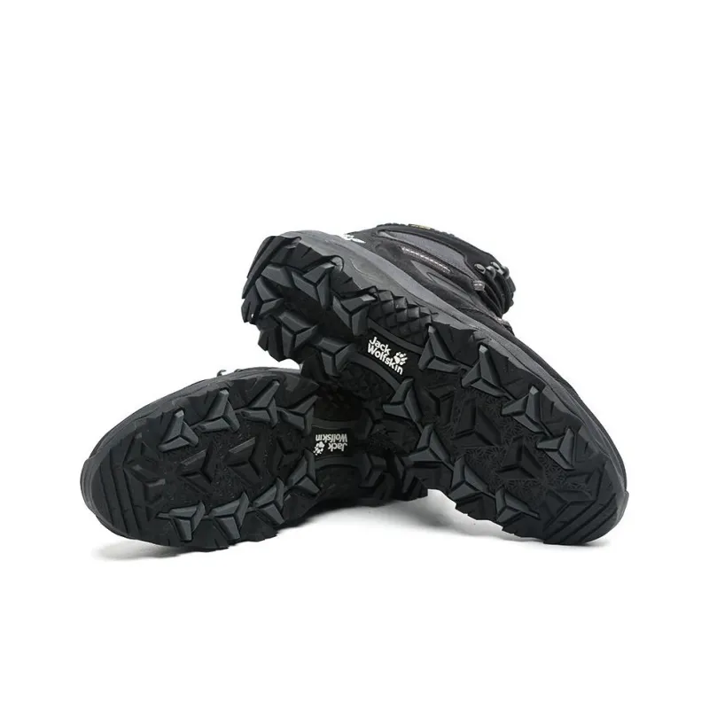 Jack Wolfskin Anti Slip Wear Resistant Mid Top Hiking Shoes Men's Black-4