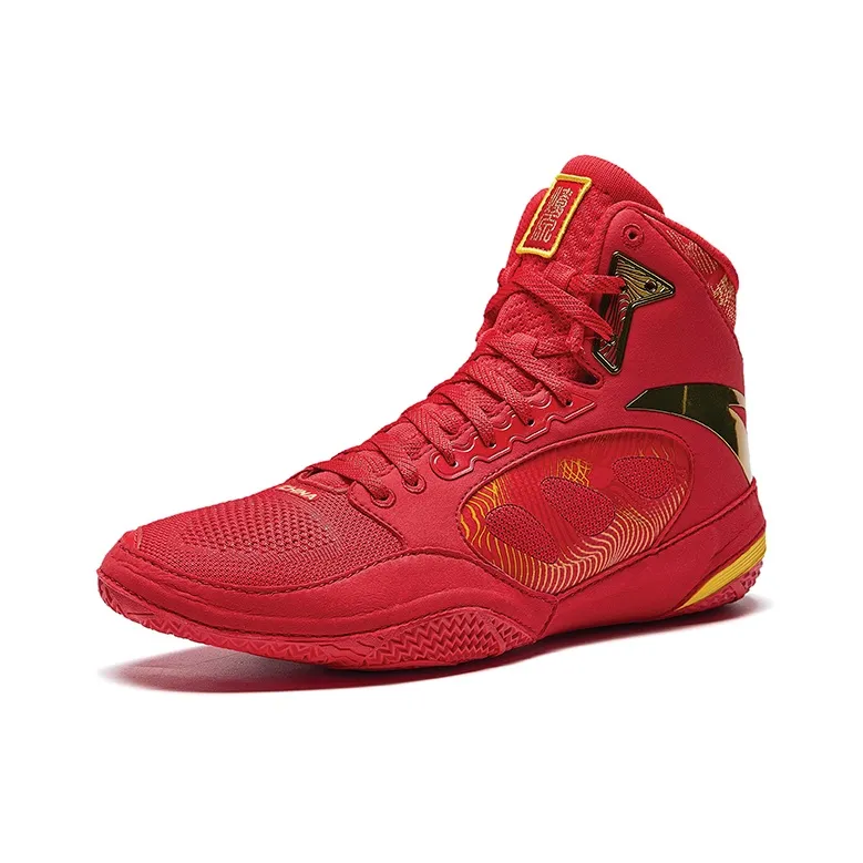 Anta Anti Slip Wear Resistant High Top Training Shoes Men's Red Gold-1