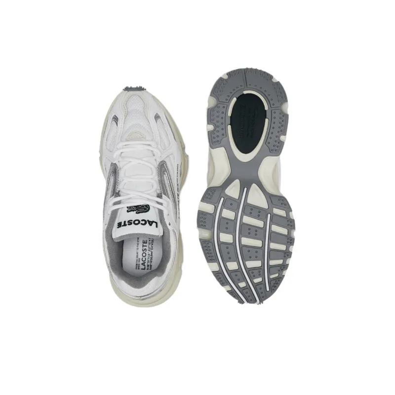 LACOSTE Anti Slip Wear Resistant Low Top Casual Shoes Women's White Gray-4