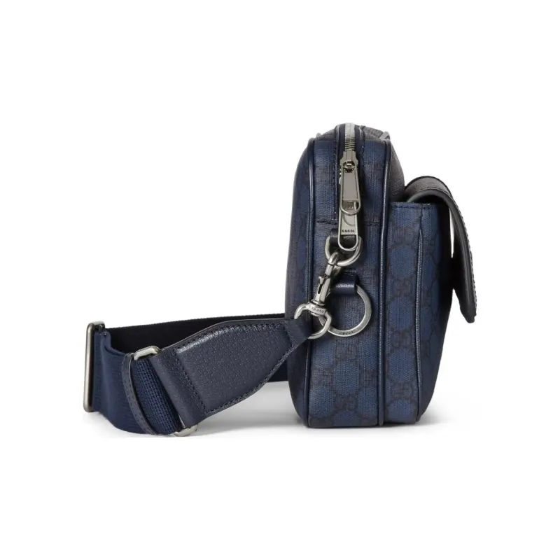 GUCCI Canvas With Leather Binding Canvas Bag Shoulder Bag Crossbody Bag Small Size Men's Dark Blue-2