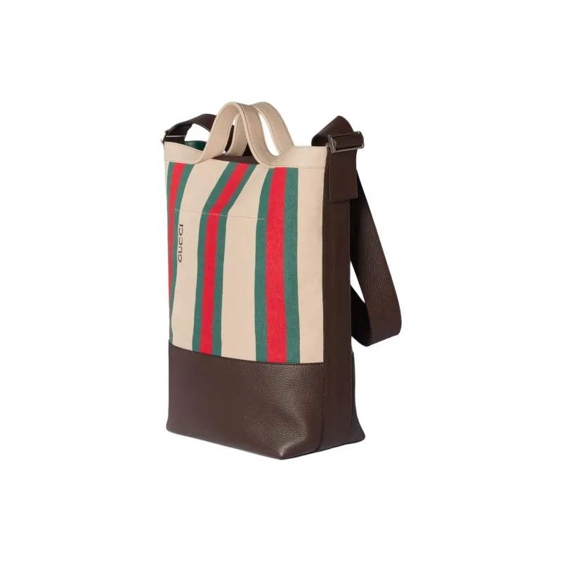 GUCCI Canvas With Leather Binding Canvas Bag, Tote Bag, Shopping Bag, Handbag, Shoulder Bag Large Size Men's Camel-1