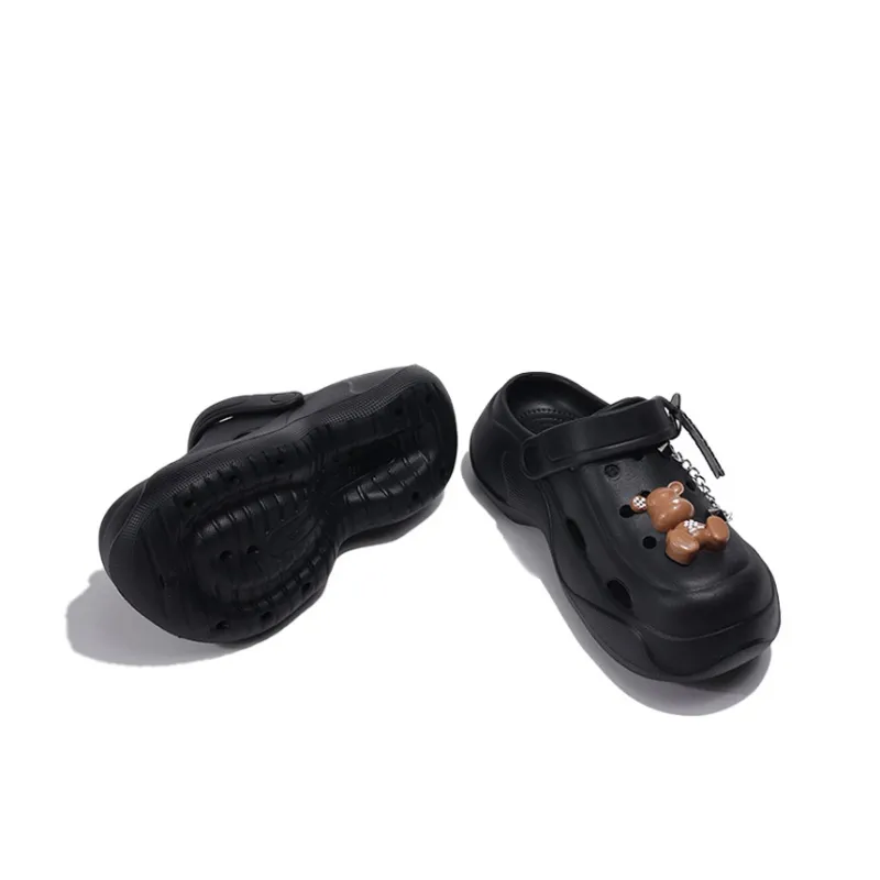 XMISTUO Bear DIY Trendy Minimalist Style 6.0cm Height Increasing External Wear Summer Closed Toe Clogs Women's-3