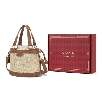 ST&SAT Fabric With Synthetic Leather Handbags Crossbody Bags Regular Women's Beige Yellow