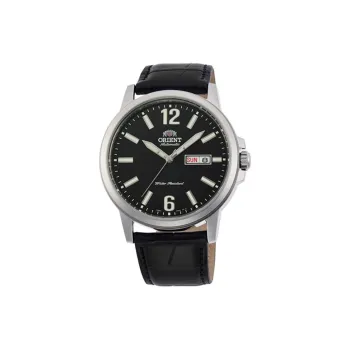 ORIENT Automatic/Manual Mechanical Movement Leather Strap Watch Men's Watches Black Dial