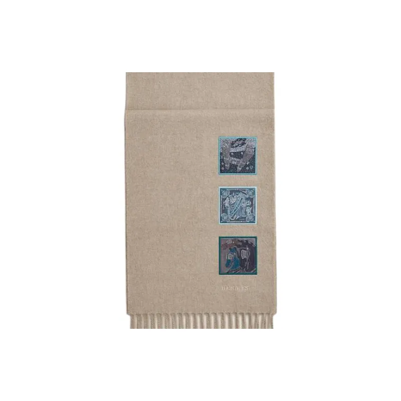 HERMES Cashmere Knit Scarves Unisex Brown-1