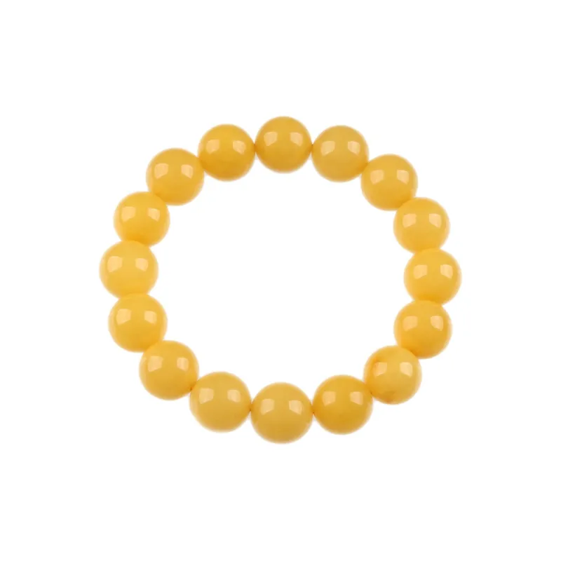 Oushuo Jewelry Wealth Flower Oil Yellow Beeswax Amber Fine Jade Bracelet For Collectors Birthday Gift Set Unisex-6