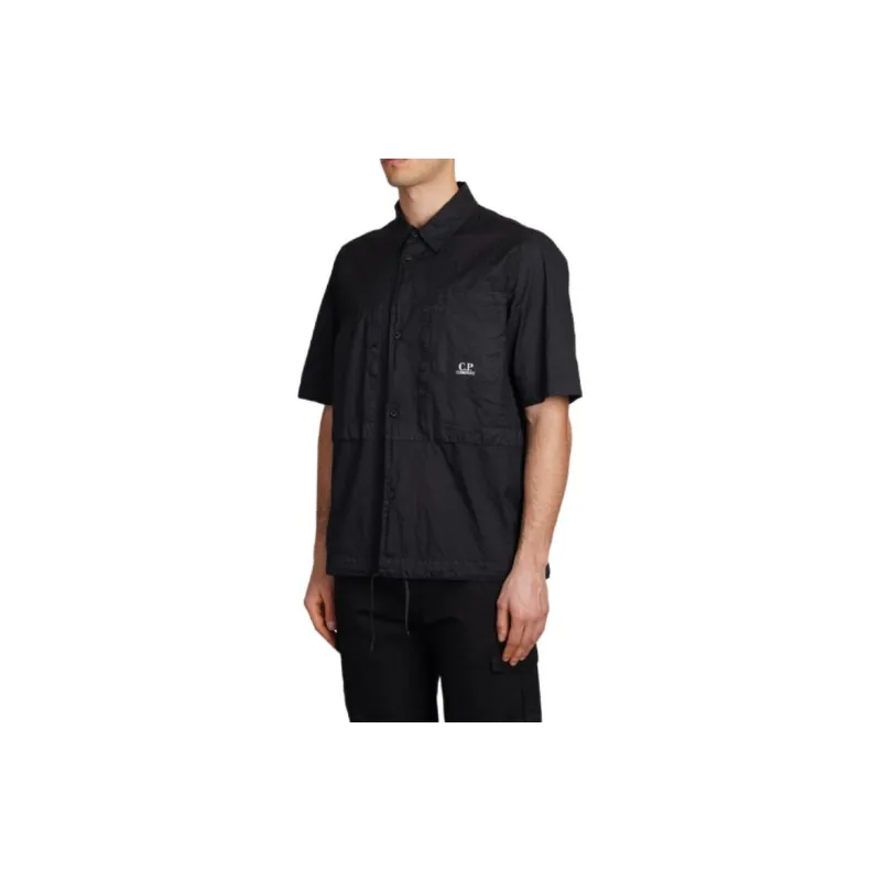 C.P.Company Logo Printed Short Sleeved Crinkled Shirt-2