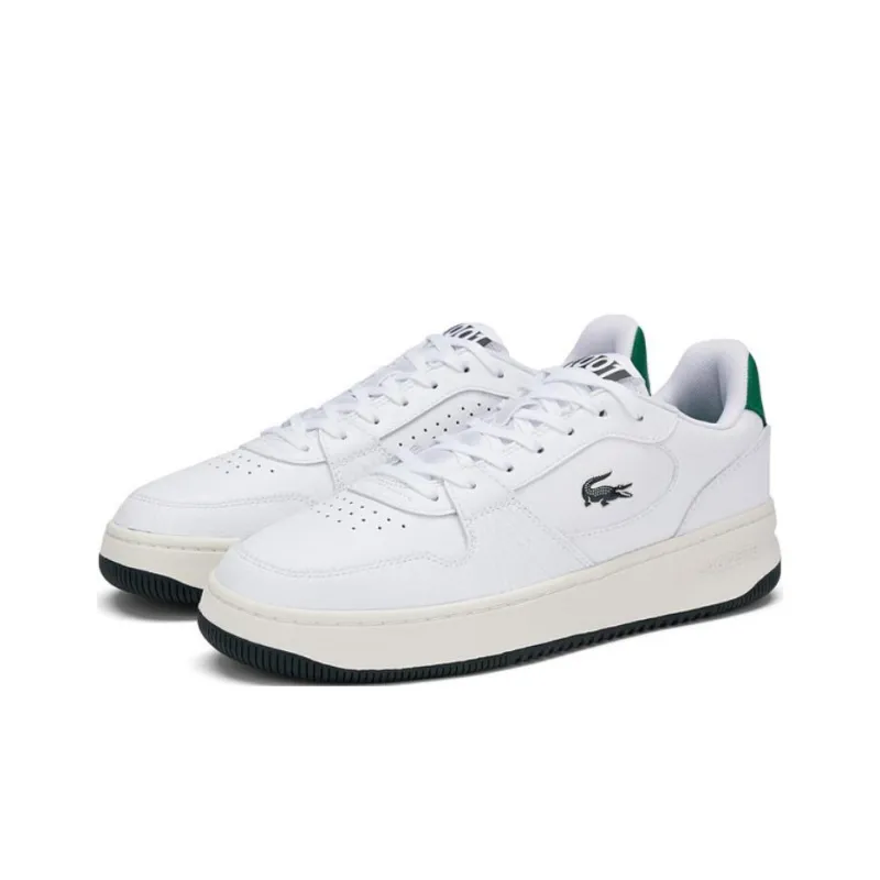 LACOSTE Anti Slip And Wear Resistant Lightweight Low Top Skateboard Shoes Men's White Black Green-2