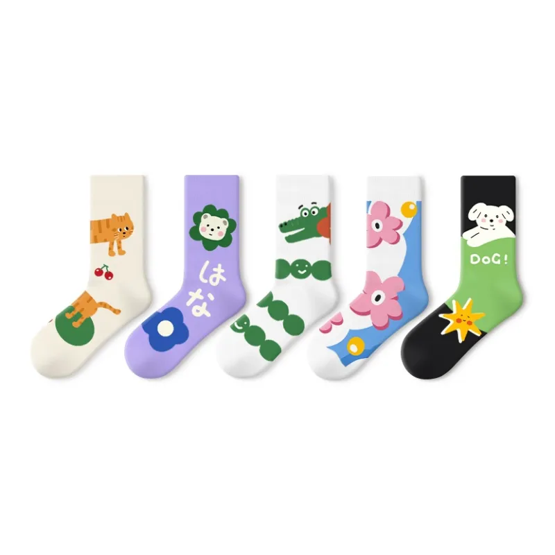 Primeet Mid Calf Socks Fall And Winter Women's 5 Pack-3