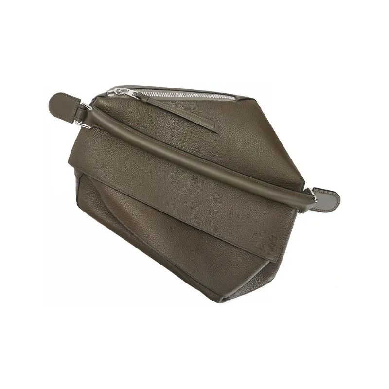 LOEWE Puzzle Grained Calfskin Geometric Bag Puzzle Bag Handbag Shoulder Bag Crossbody Bag Large Size Women's Gray Green-5