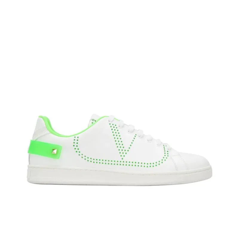 Valentino Backnet Skateboard Shoes Men Low Top White Green-1