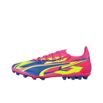 PUMA Ultra Ultimate MG Rubber Short Studs Artificial Ground Cushioning Wear Resistant Soccer Shoes Unisex Pink Blue