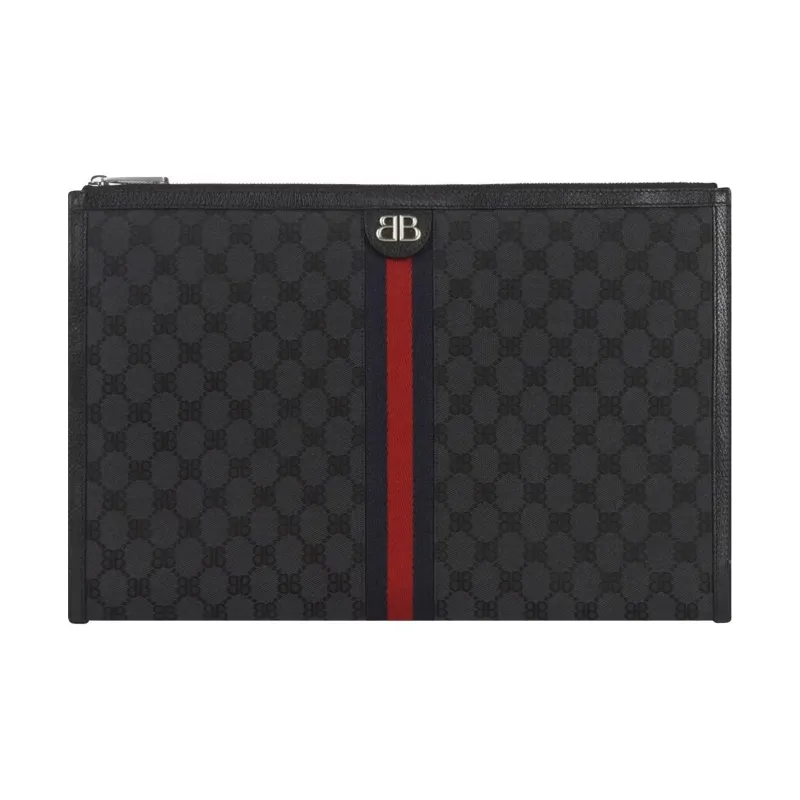 GUCCI Balenciaga Collaboration Canvas With Leather Laptop Bag Unisex Black-1