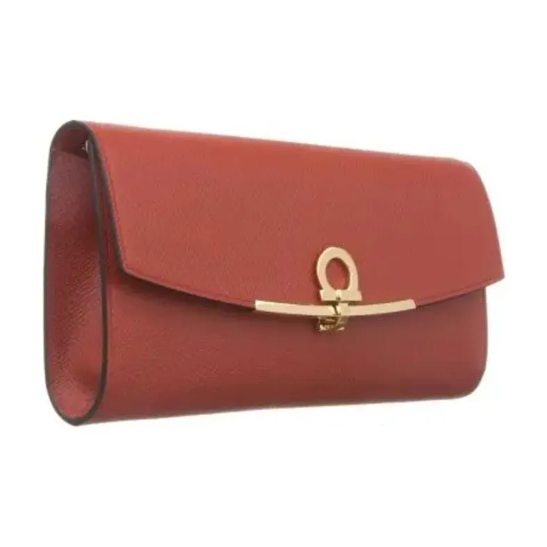 FERRAGAMO Leather Shoulder Bag Women's Maple Leaf Red-3