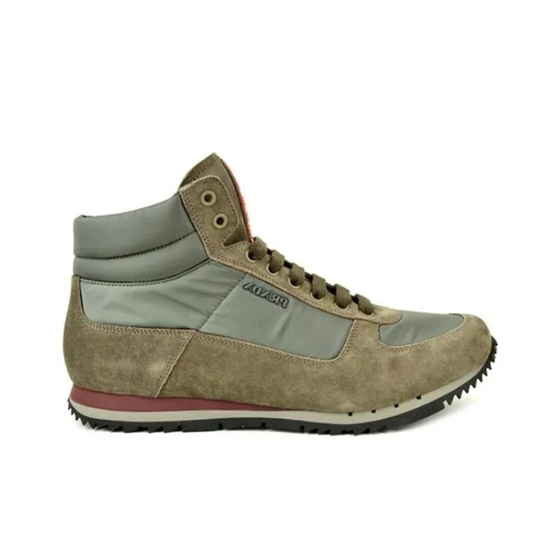 PRADA Wear-Resistant High-Top Sports Casual Shoes Brown-1