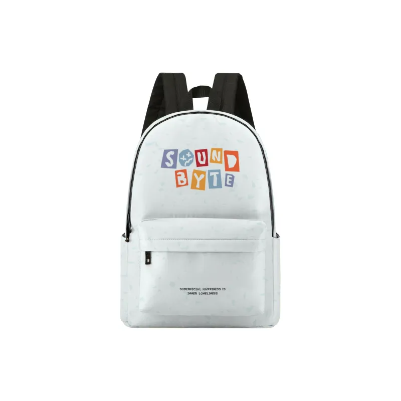 Soundbyte × ONRF Collaboration Polyester Students Backpack Laptop Bag Regular Unisex White-28