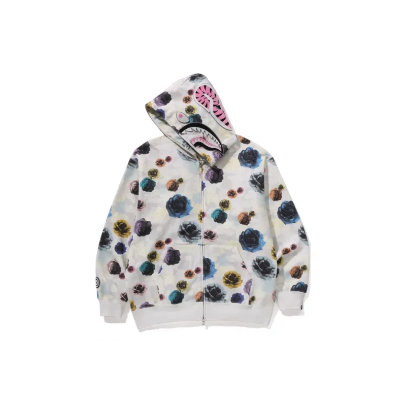 Bape Floral Camo Shark Relaxed Fit Full Zip Hoodie-6