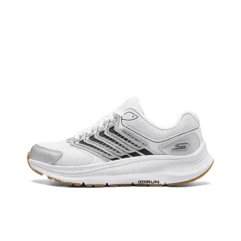Skechers WOMEN'S GO Series Breathable Coverage Low-Top Casual Running Shoes Women's White Silver