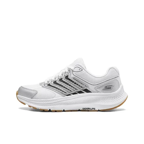 Skechers WOMEN'S GO Series Breathable Coverage Low Top Casual Running Shoes Women's White Silver