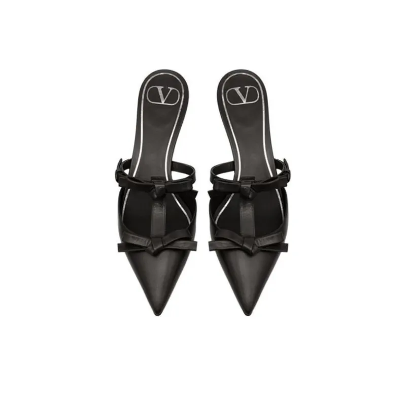 Valentino French Bows Stylish Sandals Women's Black-3