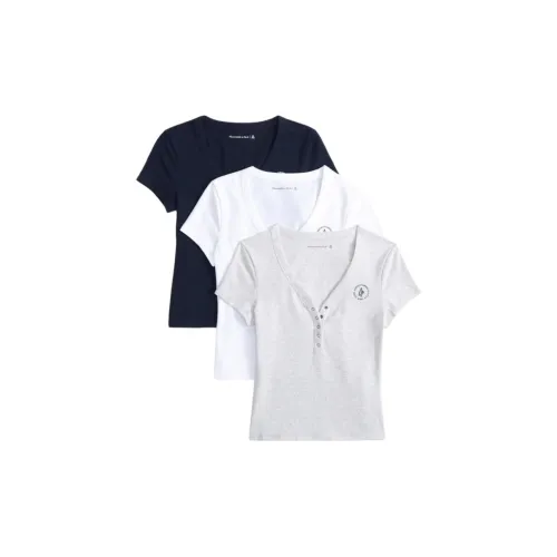 Abercrombie＆Fitch T-Shirts Women's 3-Piece Set Marine Blue+White+Gray