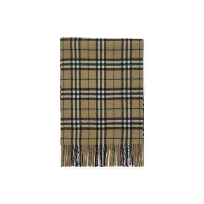 Burberry Check print Fringed Cashmere Scarf-1