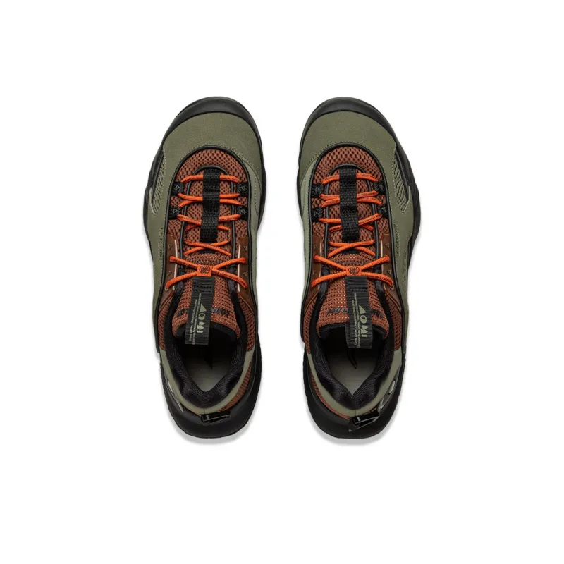 LiNing CF Tracing Hiking EDC Cushioning, Slip Resistant, And Abrasion Resistant Low Top Hiking Shoes Unisex Green Umber-3