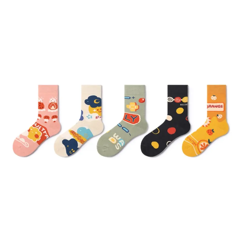 Primeet Mid Calf Socks Fall And Winter Women's 5 Pack-24